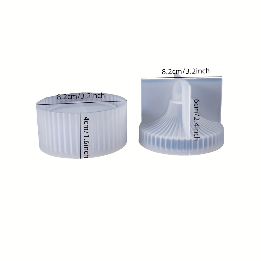 TEMU Diy Resin Mold Vertical Striped Round Storage Box Plaster Silicone Mold, Round Striped Candle Cup Plaster Mold With Lid, Striped Storage Box