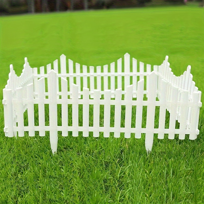 

4pcs White Plastic Garden Fence, European Style Partition Barrier, Lawn Edging For Outdoor Landscaping, Garden Picket Fencing Decor