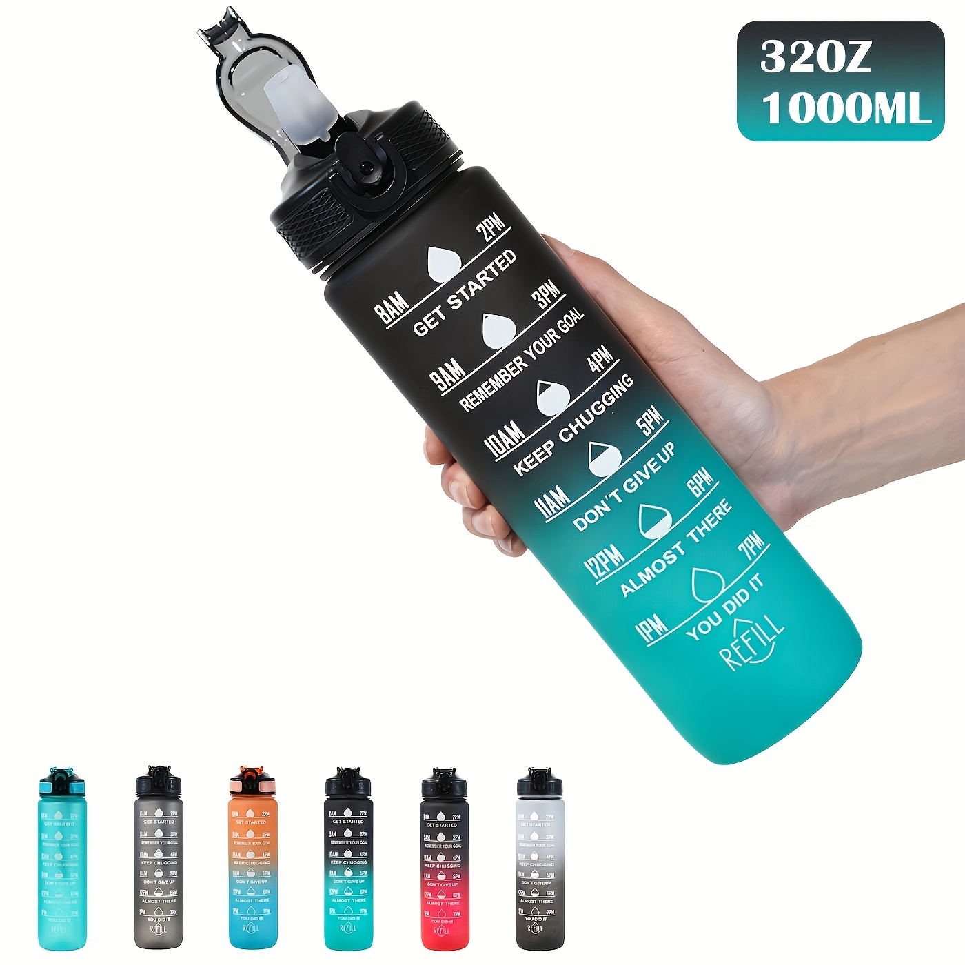 32oz Gradient Leak-proof Water Bottle With Carry Strap - Pvc-free, Ideal For Hiking & Active
