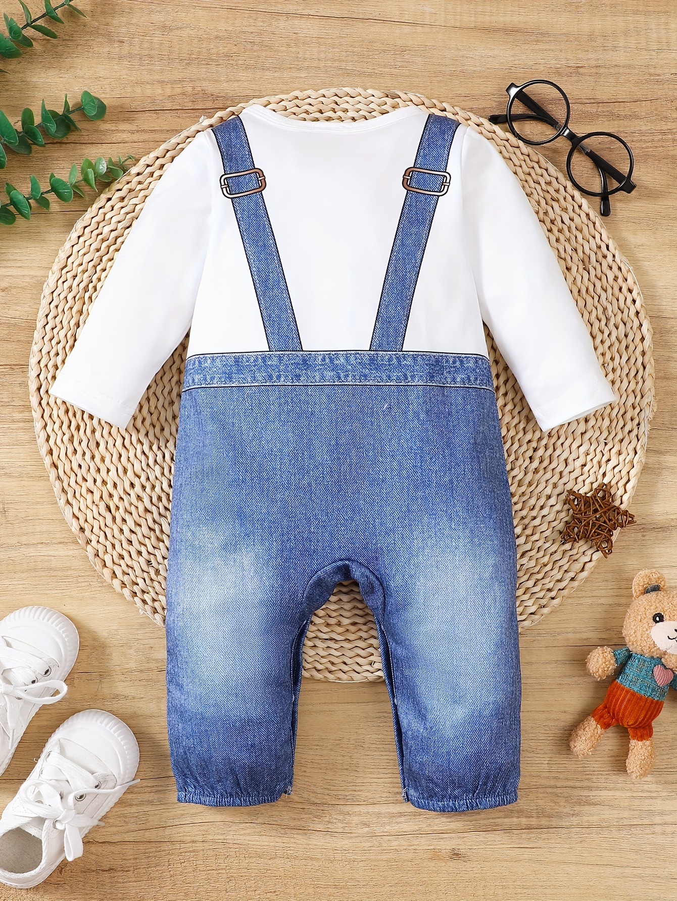 boys' cute denim print jumpsuit button details Temu Oman