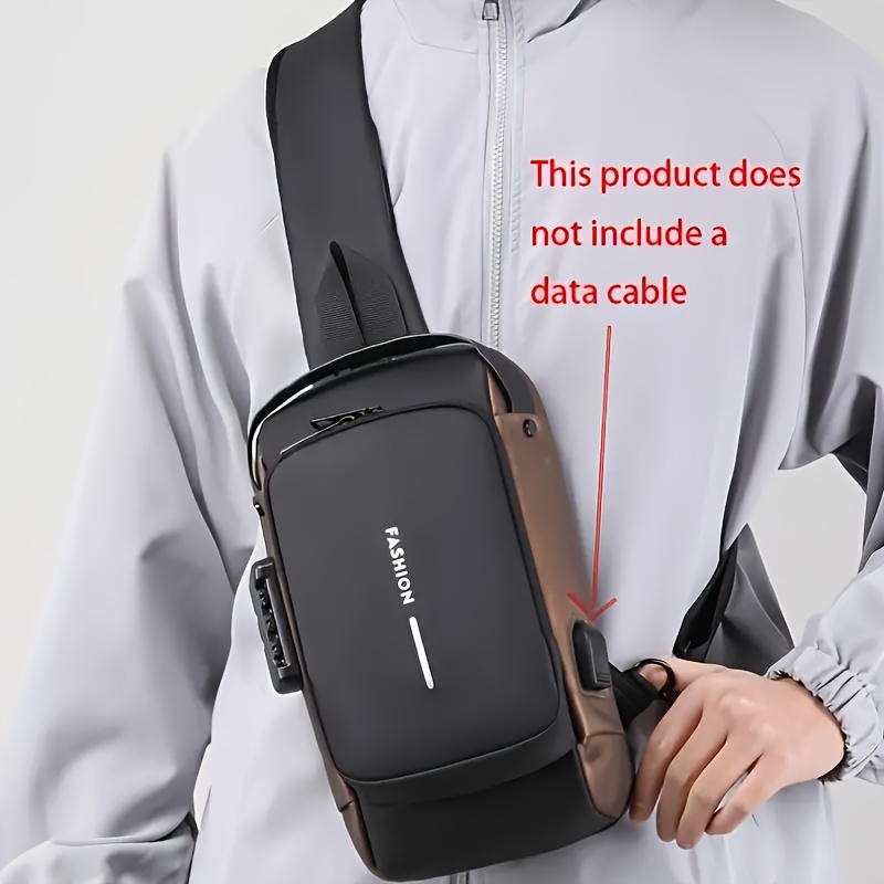 1 multifunctional fashionable crossbody bag with password lock casual travel sports chest bag wear resistant crossbody bag suitable for outdoor   strolling and daily commuting details 9