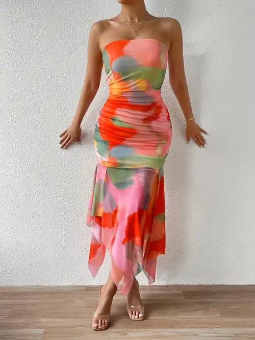 stylish tie dye strapless dress women's clothing temu - Temu stylish tie dye strapless dress women's clothing temu - Temu