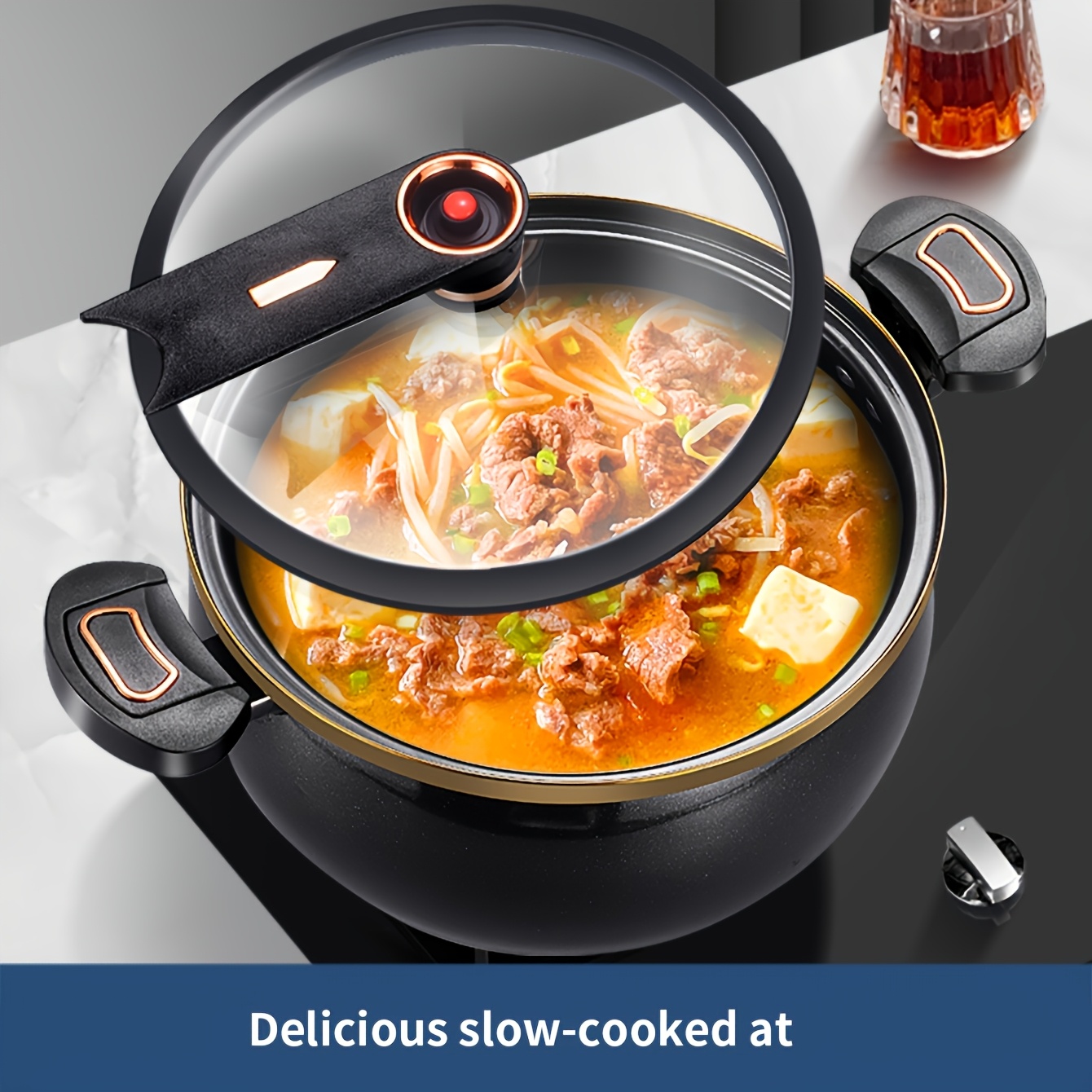 8 45qt high capacity non stick   featuring a twist lock handle durable ceramic build suitable for induction and for gas stoves ideal for home and restaurant use cooking pots Product details 1