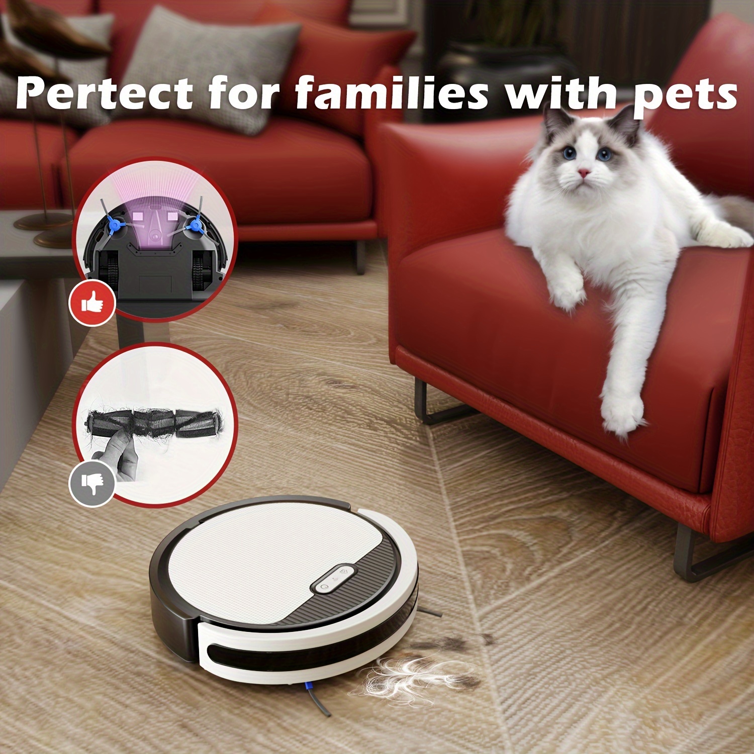 robot vacuums and mop combo max 4500pa suction self charging robot vacuum 120 ideal for pet hair and carpets 650ml large dustbin white black details 6