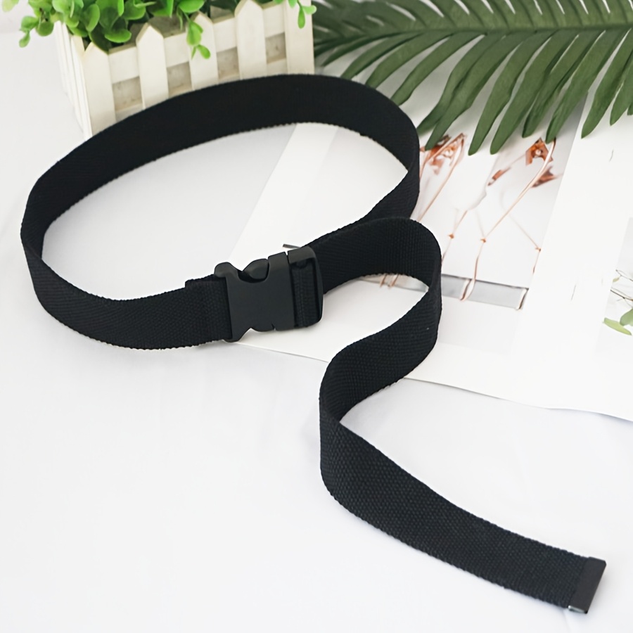 Image of 3cm Wide Web Belt Adjustable Waist Belt Plastic Long Waistband For Women Men Teens Solid Color Belt
