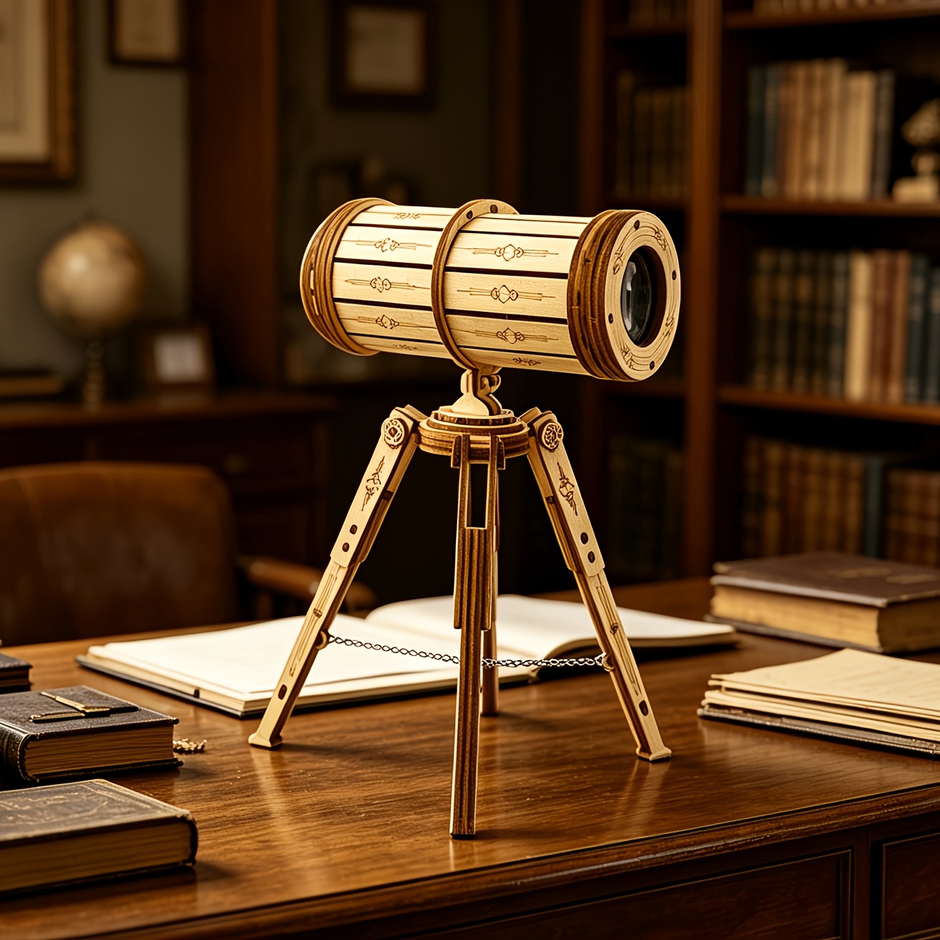 TEMU Vintage Wooden Telescope Diy Model Assembly And Collection For Adults. Suitable As A Desktop Decoration For . This Is A Handmade Set For Adults