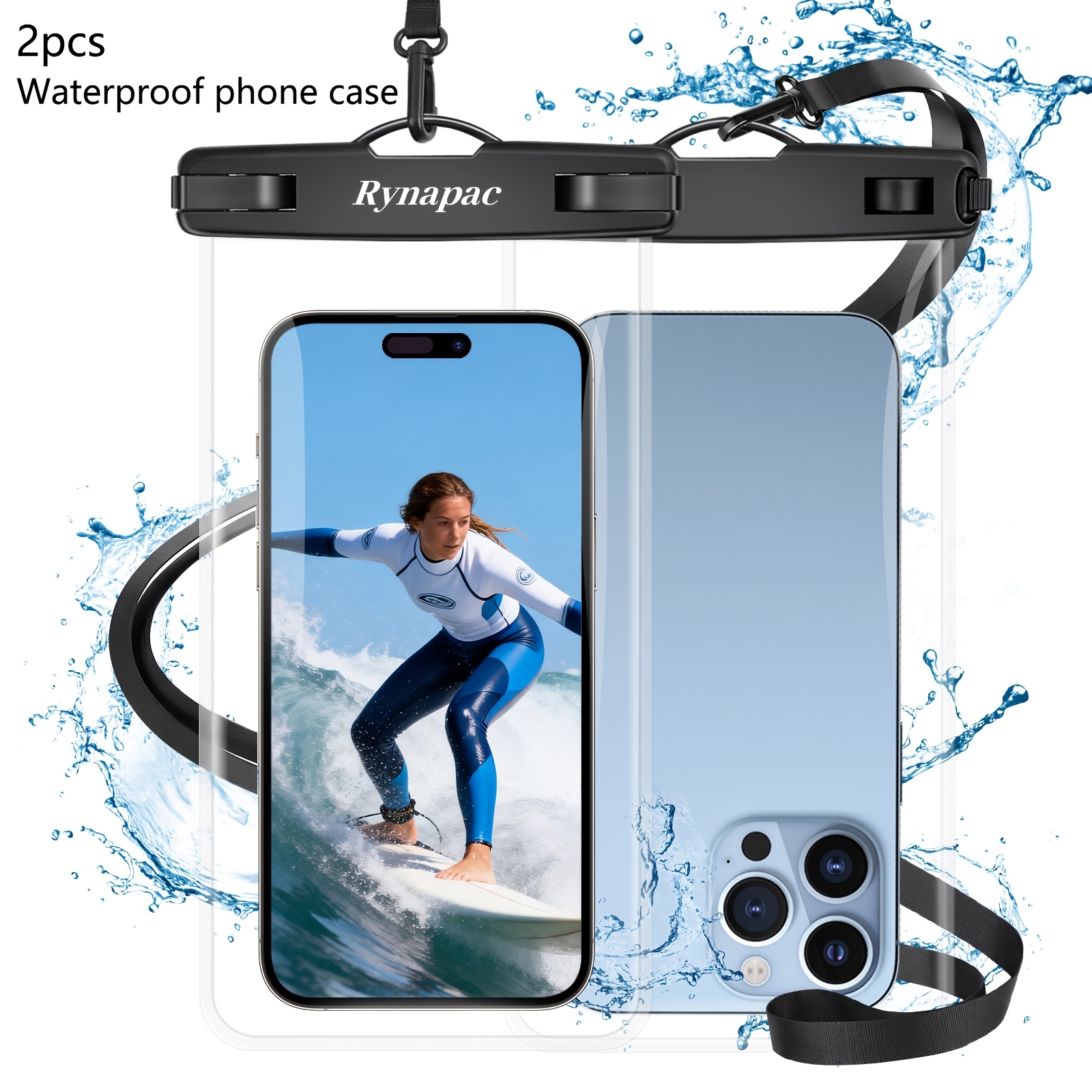 Image of Pcs Ipx8 Phone Pouch, 6.8" Universal Dry Bag With Lanyard, Snowproof Phone Case For Swimming, Beach, Diving, Cruise, Skiing & Outdoor Sports, Compatible With Iphone 16/15 Pro Max Galaxy S24+ S23