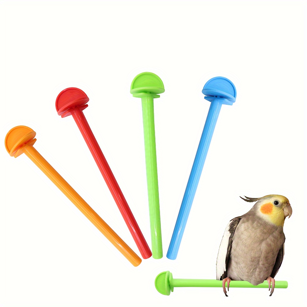 

4pcs Assorted Colors Bird Perch Sticks - Plastic Cage Accessories For Parrots & Birds, 6.3