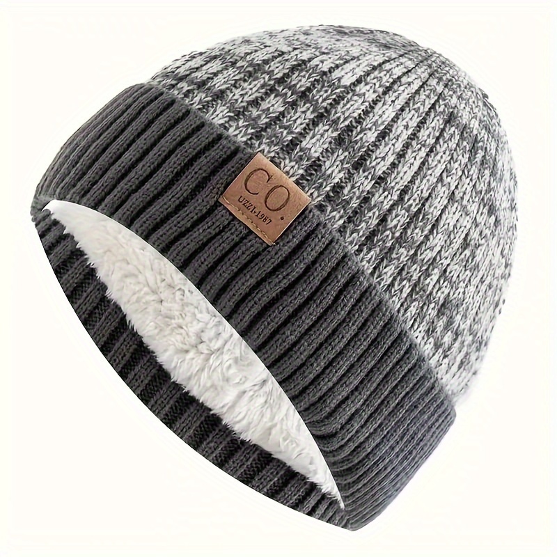 

Unisex Knitted Hat Fleece Lining - And , Cap For