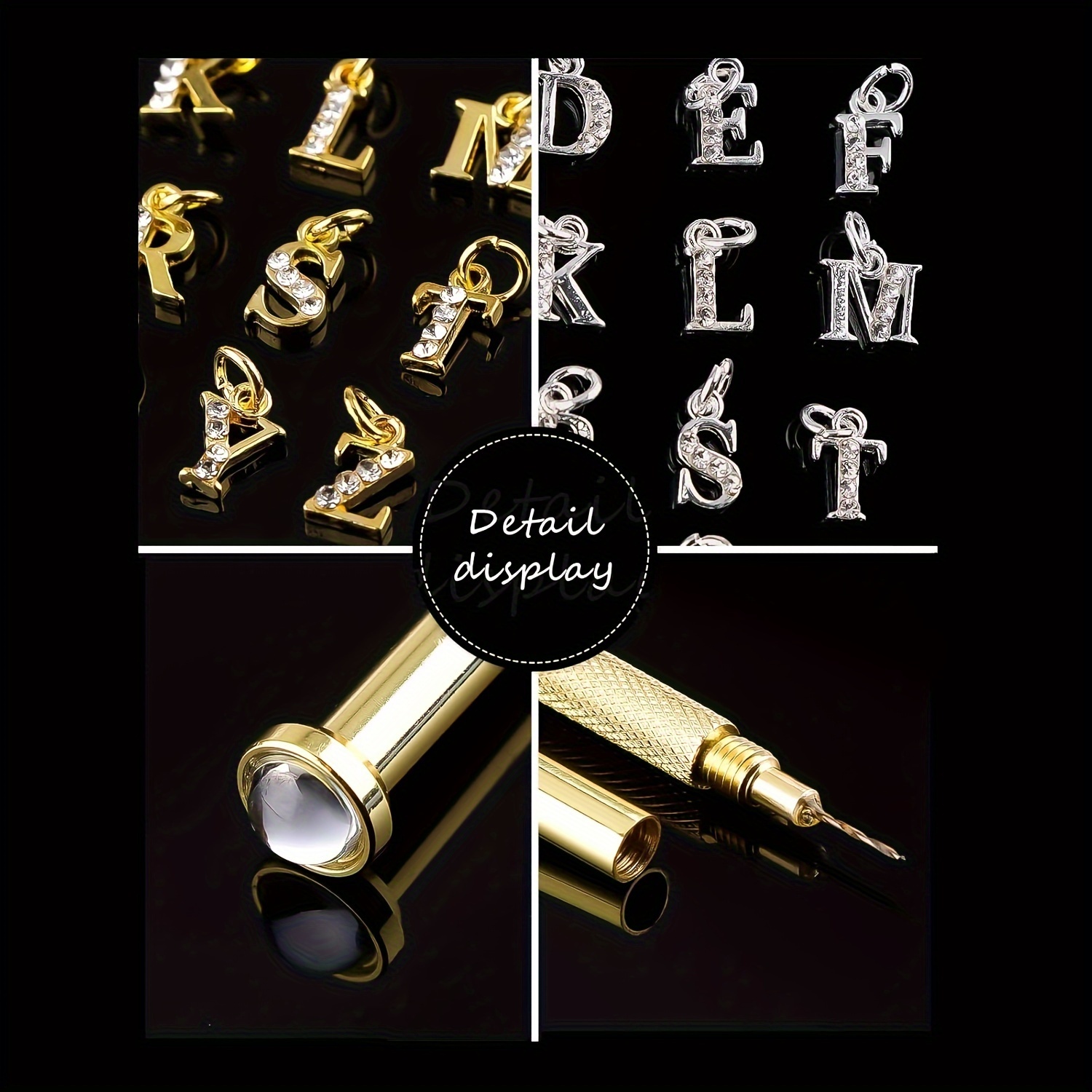 Image of 52pcs English Letter Nail Water Decorated 3d Luxurious Alloy Letter Art Accessories For Women And S - Nail Jewelry For Diy Nail , Nail Decoration, And Gifts