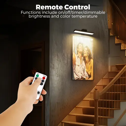 picture light rechargeable battery operated led painting light with remote control dimmable and timer wireless art display light for wall painting picture frame artworking portrait dartboard