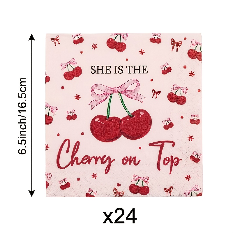 A Set Of 24pcs, Cherry-themed Party Disposable Napkins, Non-laminated For Halloween、christmas