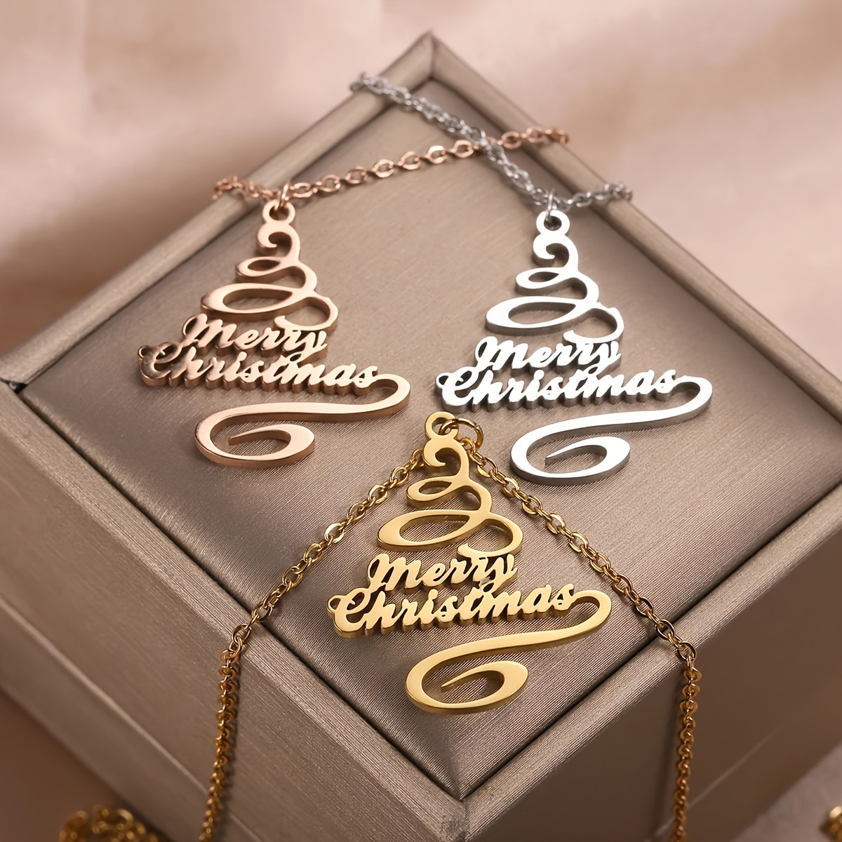 Custom Personalized Christmas Tree Pendant Necklace