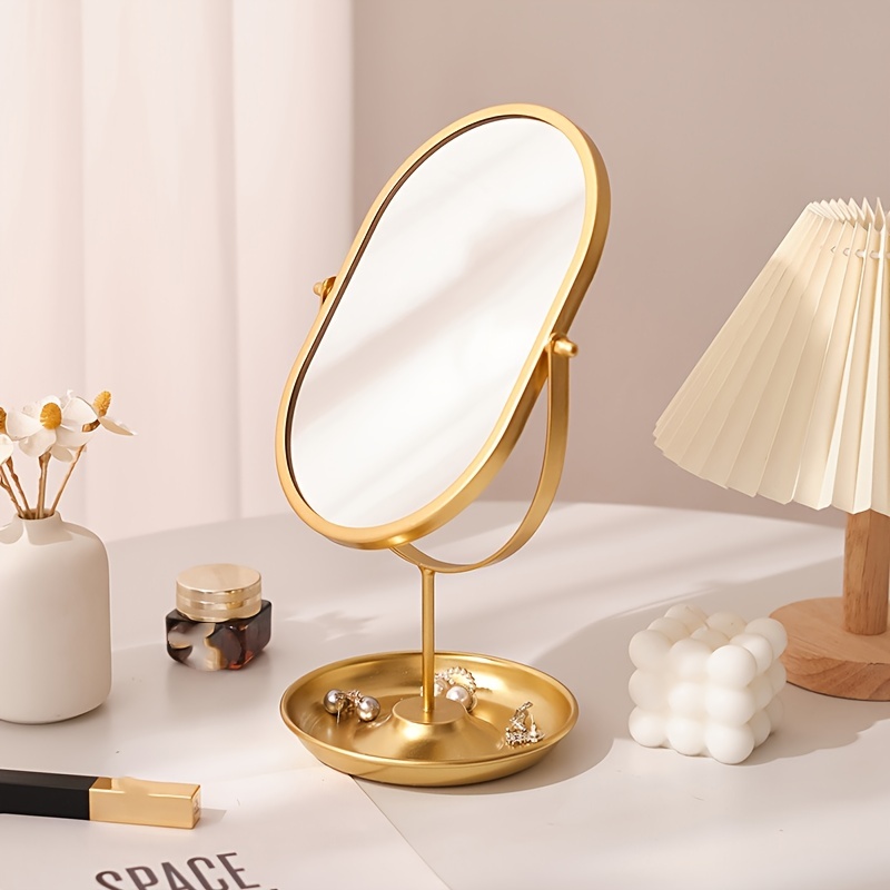 TEMU Un de rangement avec une base de rangement, une surface de rotative à 360°, fabriqué en métal avec un en verre , capable de contenir des boucles
