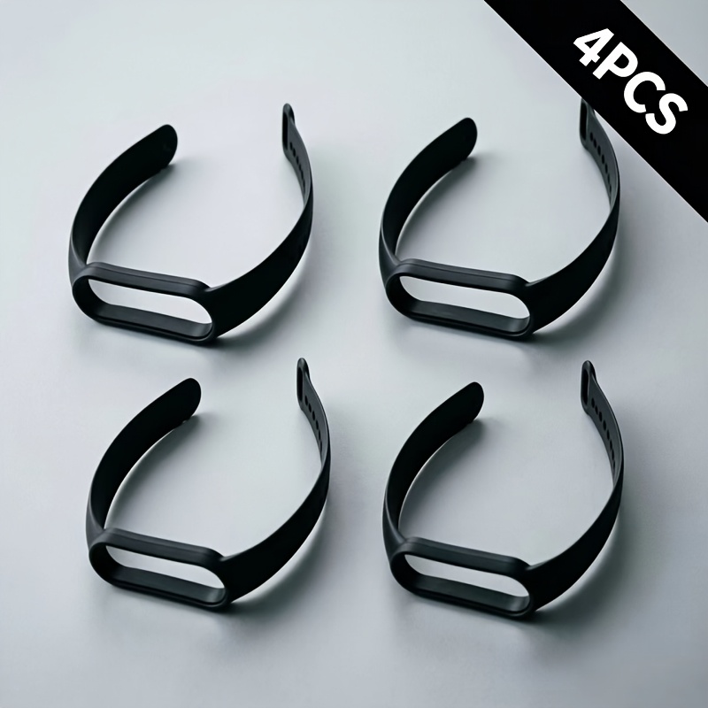 TEMU 4pcs Tpu All-black Replaceable Adjustable Sport Breathable Fashionable Versatile Straps For Xiaomi Mi Band 3/4/5