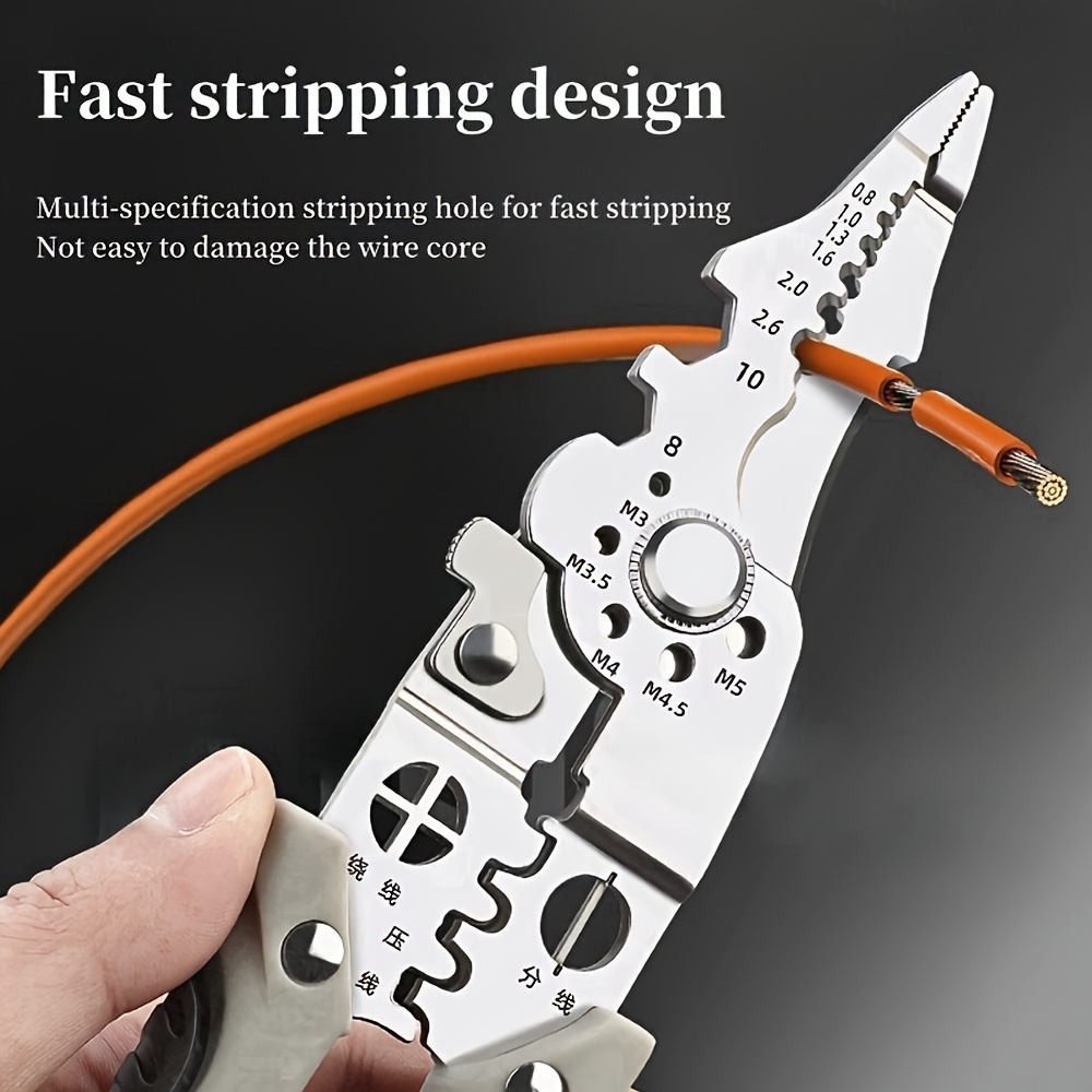 1pc industrial precision wire   tool multi function cutting crimping stripping pliers durable   grey with needle nose   for electricians   home use auto repair