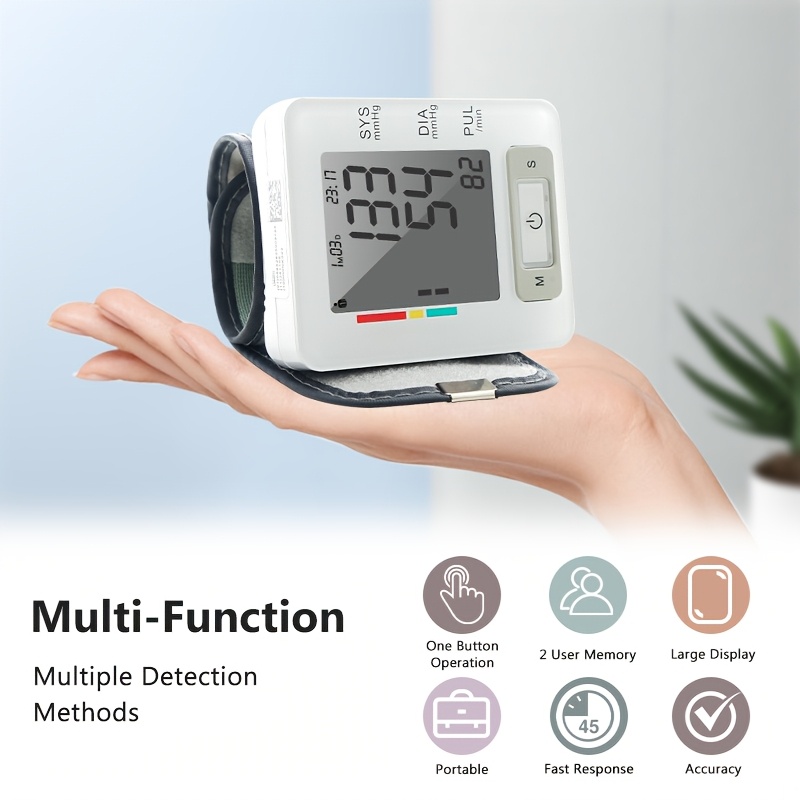   wrist   with large lcd display portable wrist   adjustable cuff   detection and irregular heartbeat alert blood pressure measurement battery operated batteries not included Product details 6