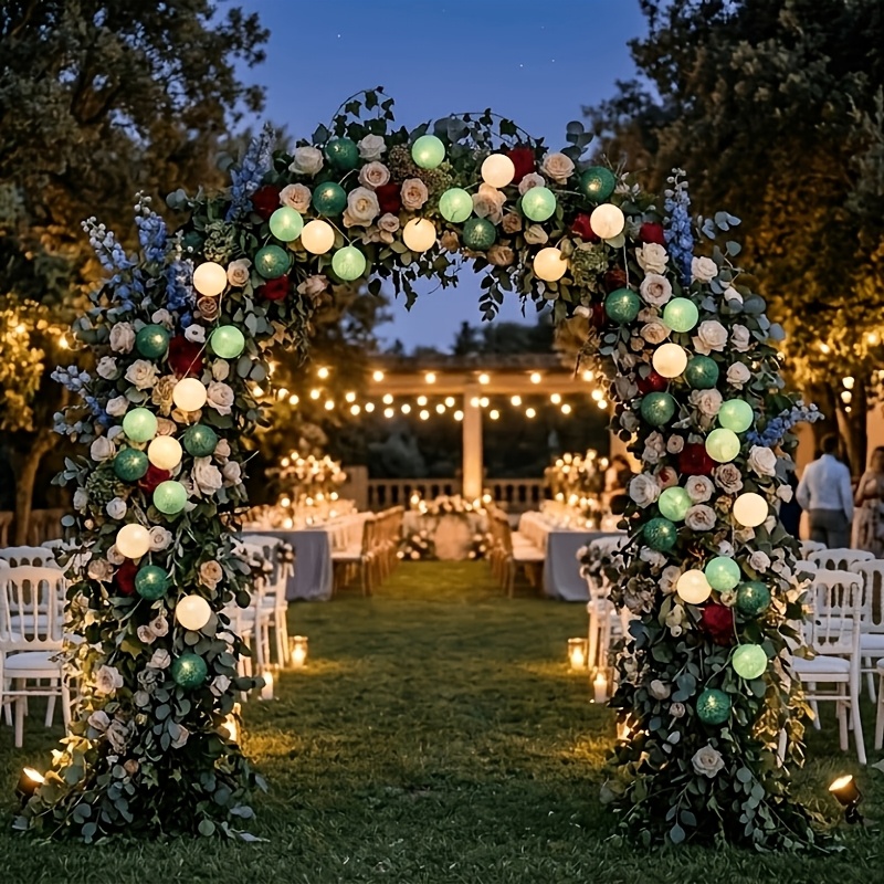 TEMU Guirlande Lumineuse LED à Globes Verts sur Piles, LED Décoratives Vert Forêt, Vert Sauge et Blanc (4,92ft/9,84ft) ; Crée une Lueur ; Convient