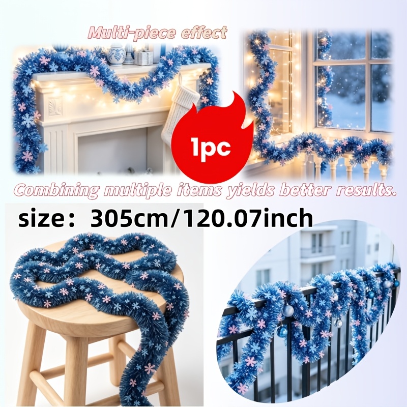 TEMU 120.07 Inches - 1pc Ultra-long Christmas Vine, Luxury Floral Vine Decor, Shape Holiday Wreath, Christmas Decoration, Durable Artificial Hanging