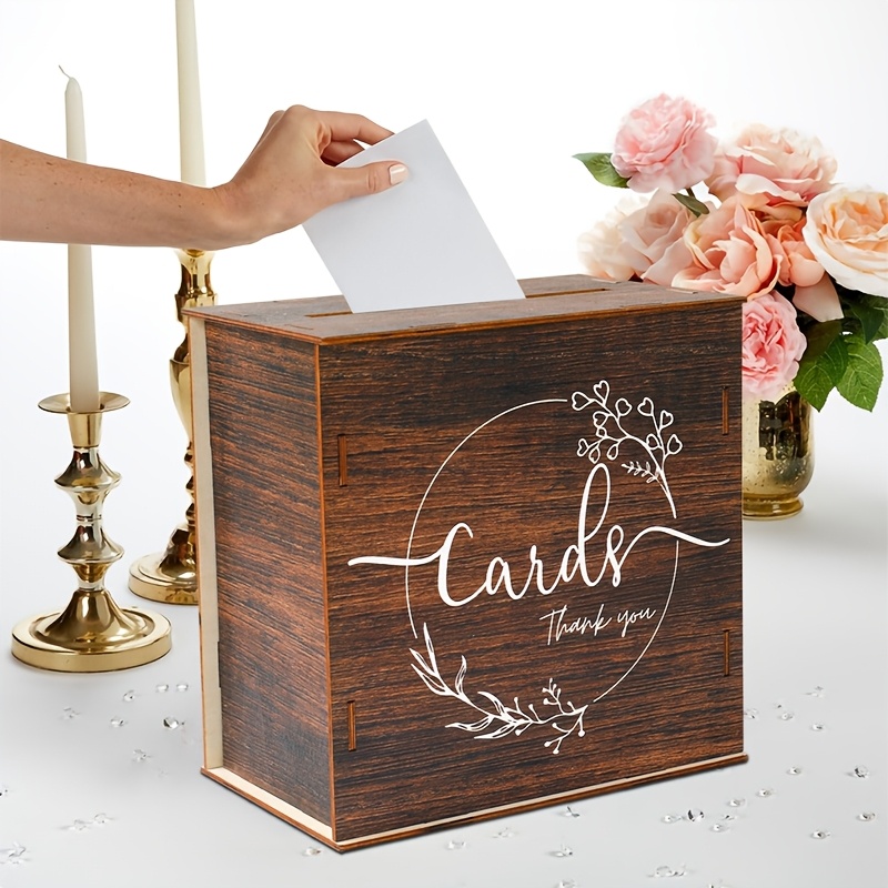 caixa de   para casamento em madeira com 1  , caixa rústica para cartões de presente para recepções de casamento,   de mesa   qualidade para chá de noiva, suprimentos para festa de aniversário e  , material de madeira artificial, uso  
