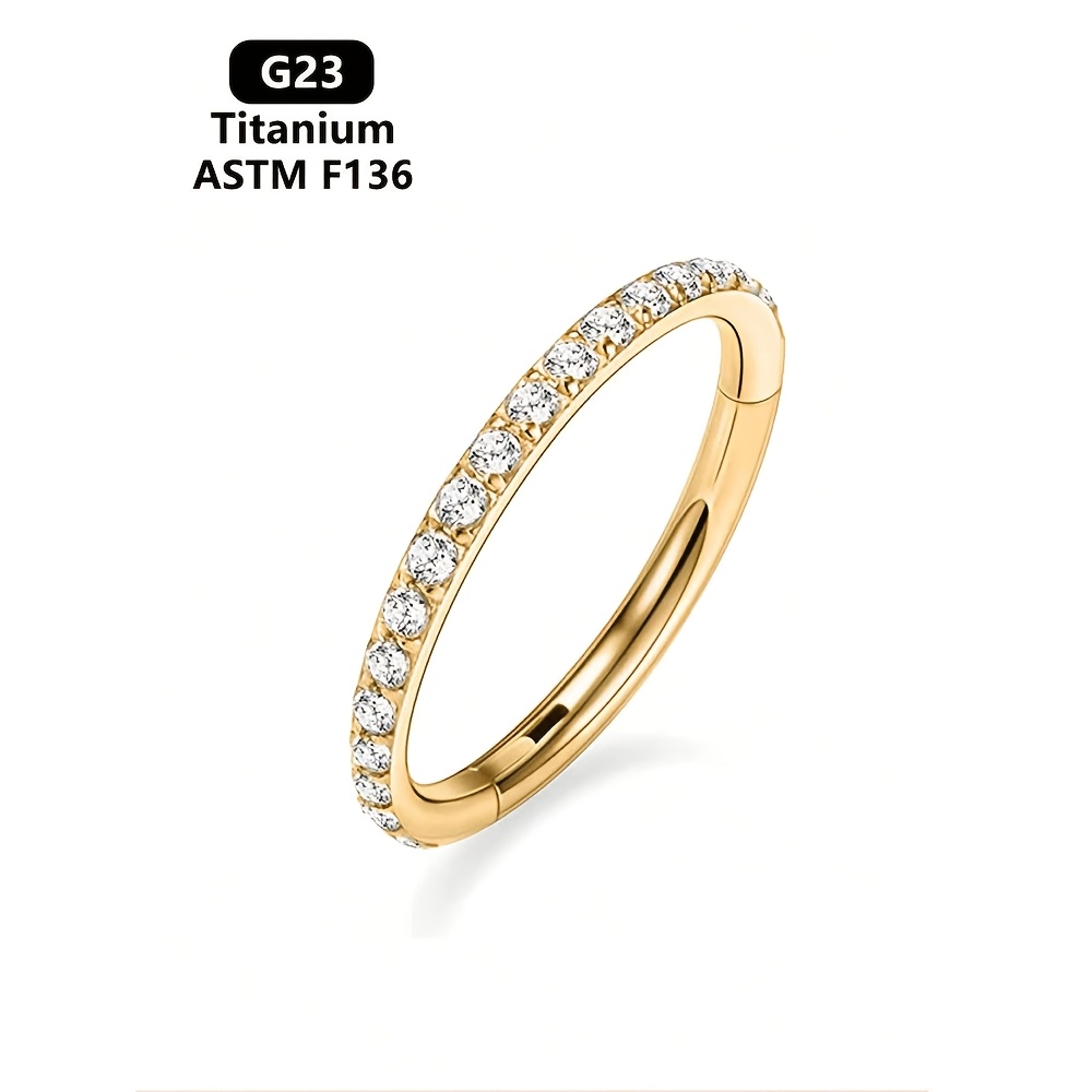 TEMU 1pc G23 Titanium Cubic Zirconia, 16g Septum Ring, Women's Earrings Inner Diameter Available In 6mm/8mm/10/12mm. Suitable For Women's Nose Rings,