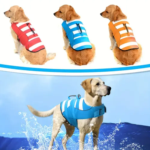 adjustable dog life vest with rescue handle lightweight floating life vest for dogs suitable for outdoor surfing and beach activities for small medium and large dogs