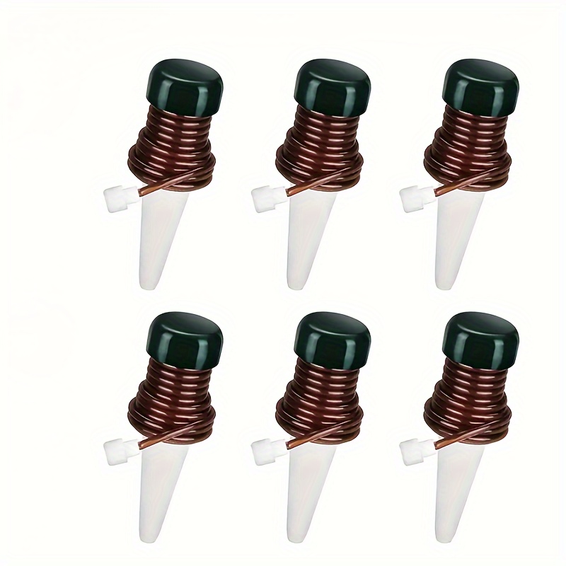 6-pack White Automatic Plant Waterers With Siphon Capillary Tube And Adjustable Valve, Self-watering Spikes For Indoor And Outdoor Potted Plants, Gardening Vacation Watering System