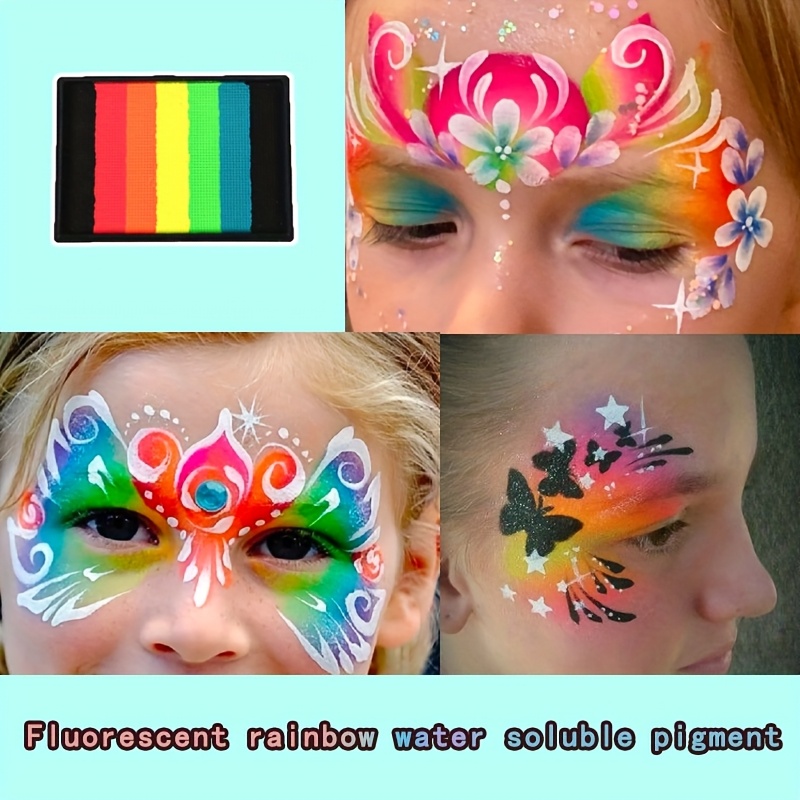 Set De 6 Pinturas Faciales Neón Con Brillo UV - 10 Ml Cada Una, Ideales Para Festivales Y Fiestas