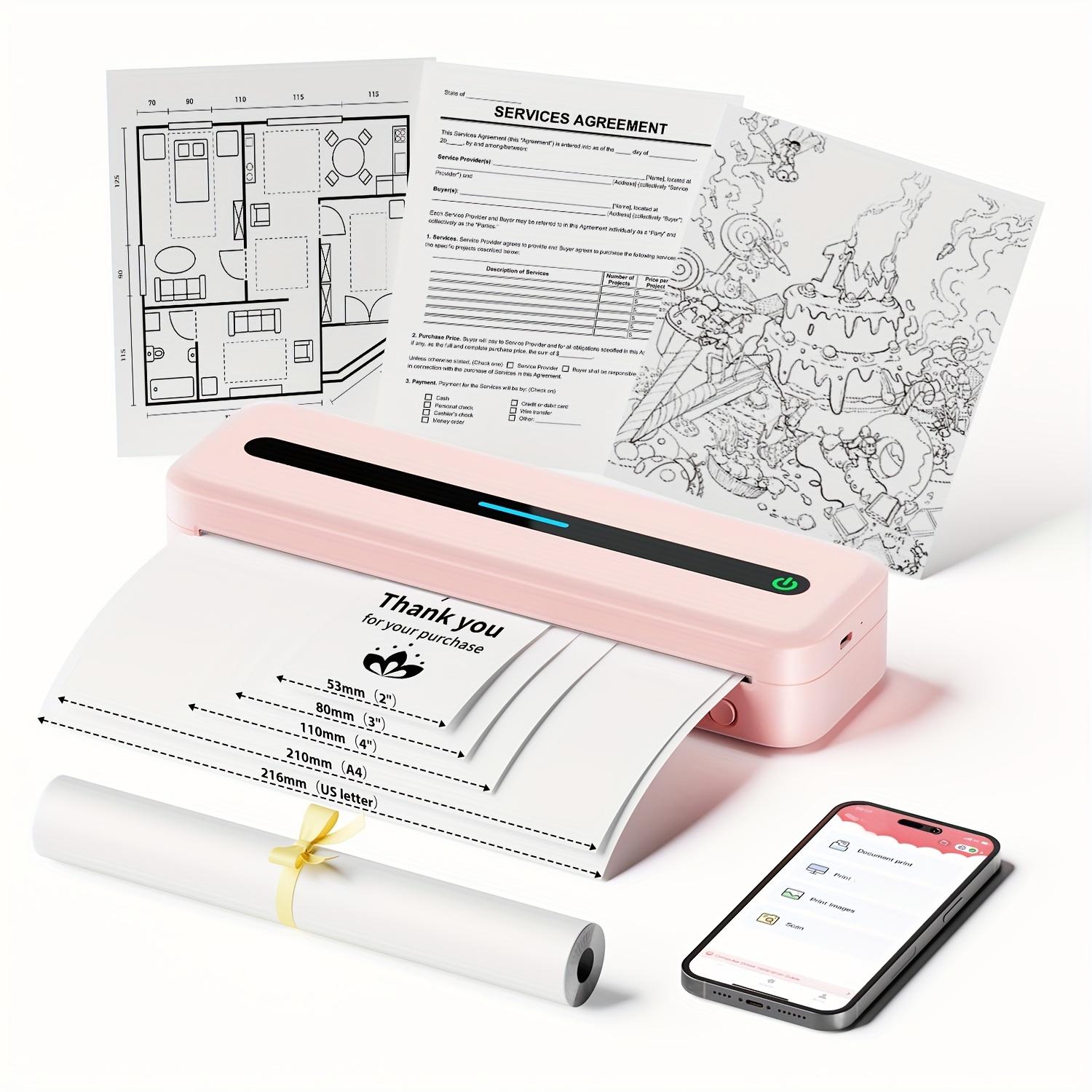 SLCZCZ Thermal Wireless Portable Printer for Travel
