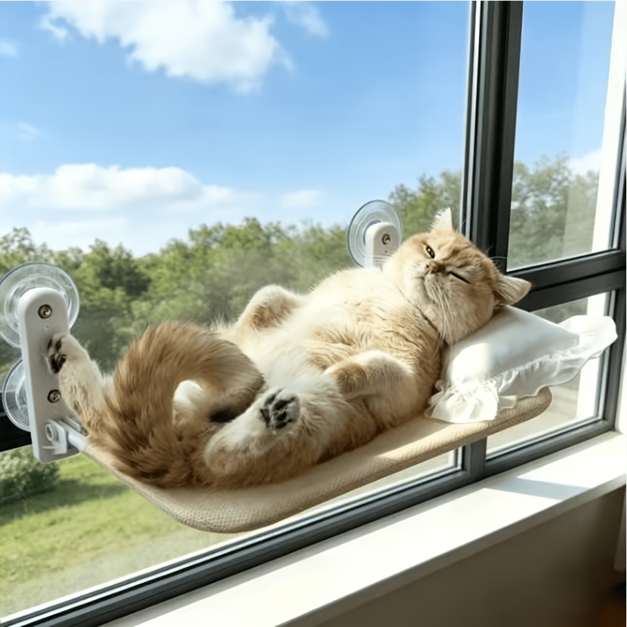 TEMU Anti-gravity Foldable Suction Cup Seat Thunder Kitten Wall-mounted Observation Deck