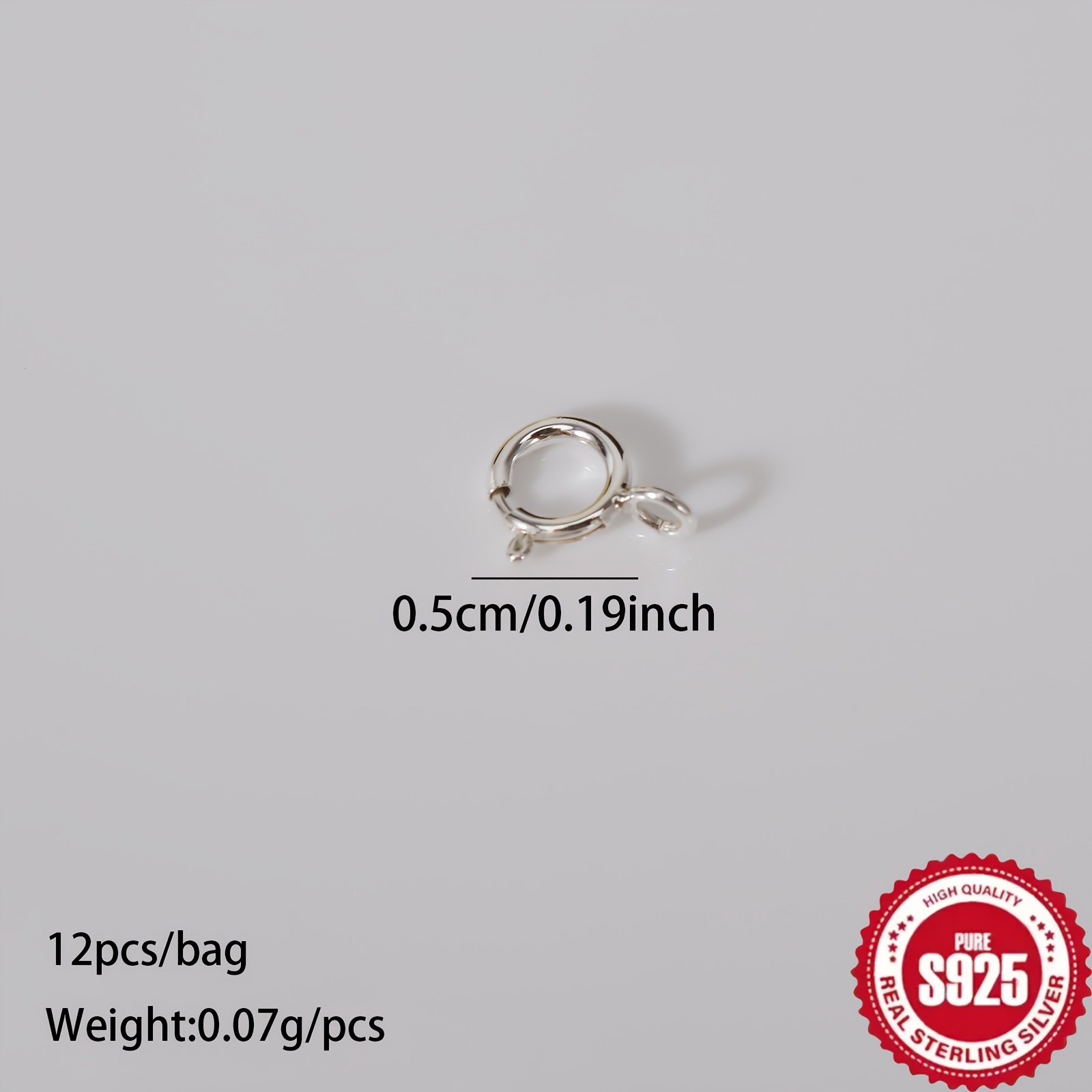 Image of 12pcs/bag S925 Sterling Silvery Jump Rings With Spring Clasps, Connectors, And Links Featuring Built-in Wire Springs For Diy Crafting