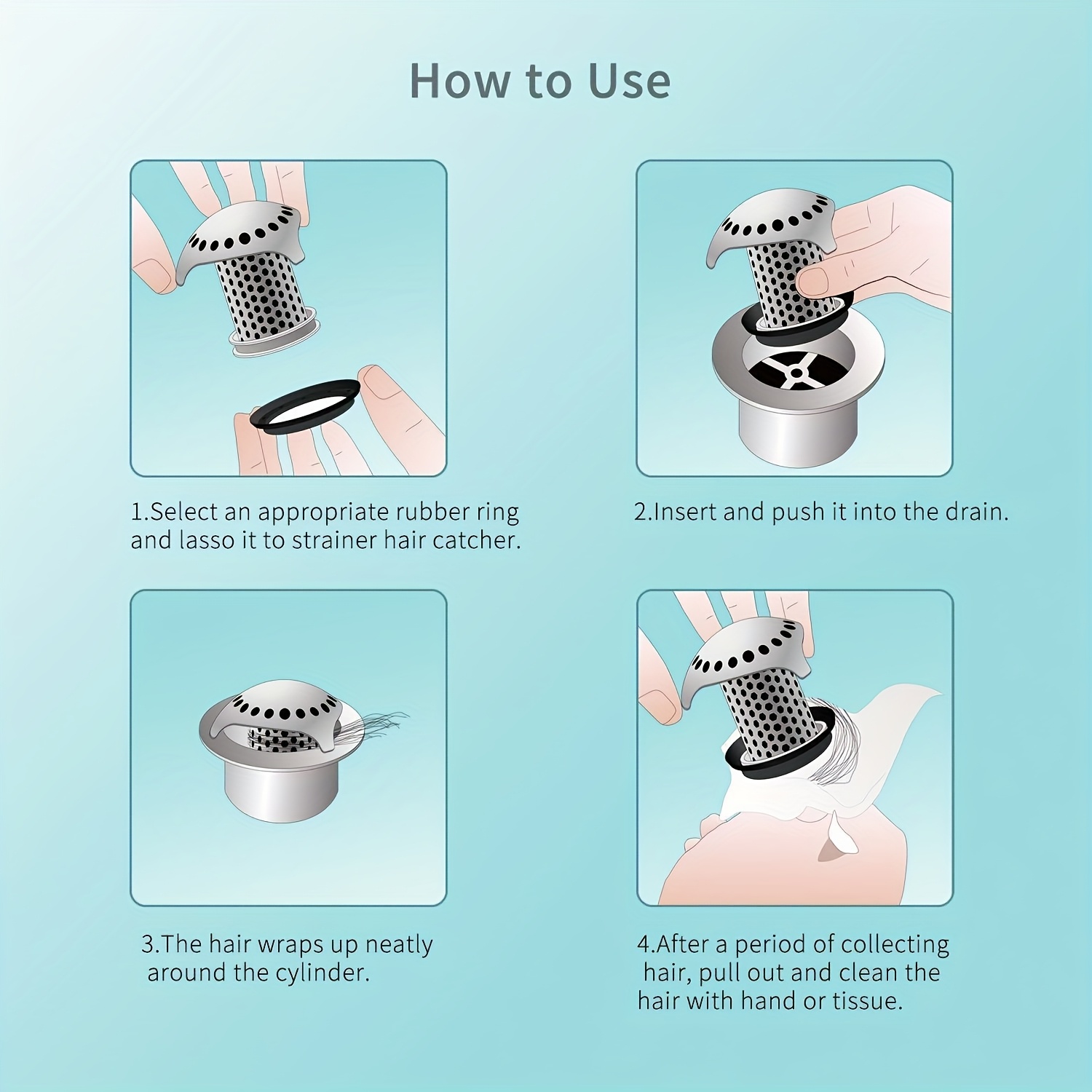 304 Stainless Steel Bathtub Floor Drain with Hair Catcher - Rust-Resistant, Durable Perforated Design for Efficient Drainage & Clog Prevention, Modern Bathroom Sink/Shower Drain Cover, Contemporary Metallic Finish, Highquality Finish