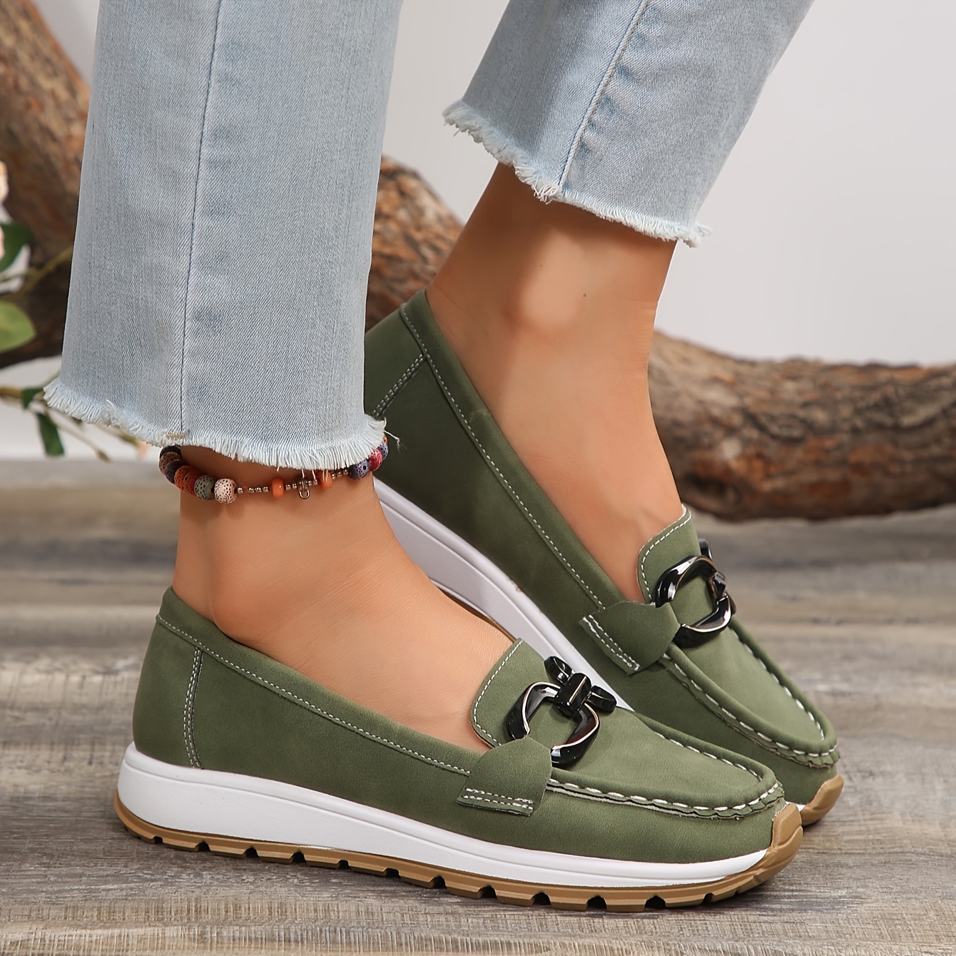 women's lightweight breathable slip sneakers olive green Temu