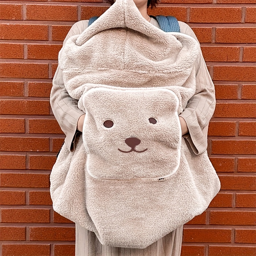 Image of 1pc Of Children's Wearable Blanket/overblanket. Autumn/winter Outdoor Warm Windproof Cape With Waist Stool. Essential For Taking Children Out For Travel