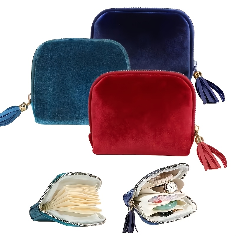 TEMU 3pcs Jewelry Box Set, Portable Jewelry Bag Jewelry Organizer, Hanging Zipper Jewelry Pouch Cosmetic Bag, Workplace Commute Jewelry And Makeup
