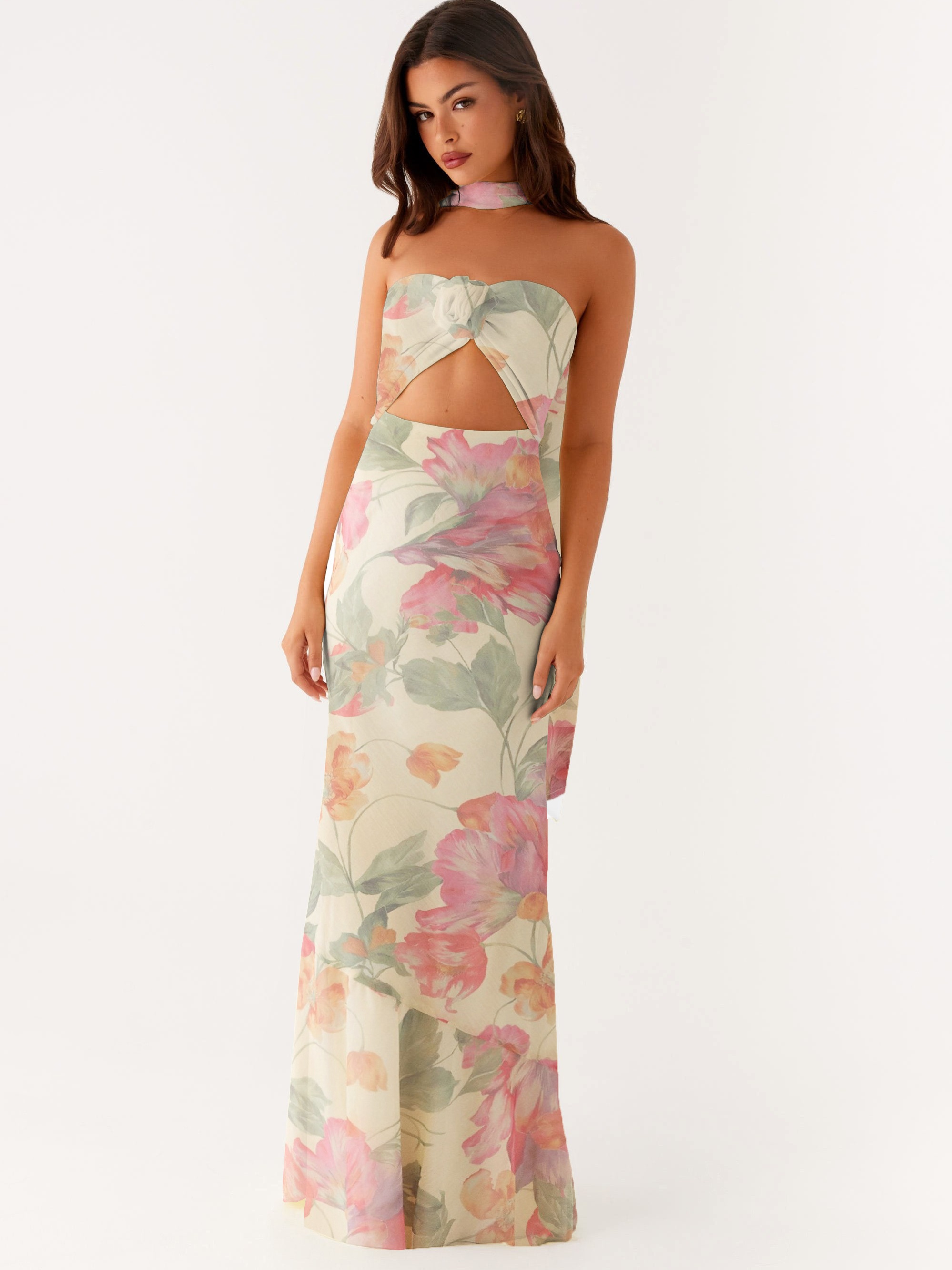 chinese dress ladies Hollow Out Strapless Maxi Dress