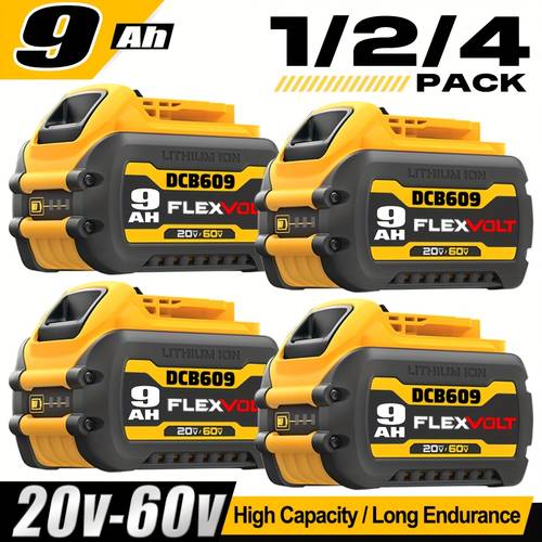 1 2 4pack 9 0ah dcb609 20v 60 replacement battery for dewalt 60v battery dcb606 dcb612 compatible with dewalt 20v 60 cordless power tools lithium fit with dewalt 20v 60v cordless power tools