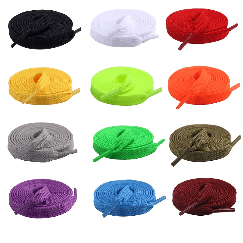 TEMU 12 Pairs Flat Shoelaces Shoelaces For Sneakers Shoe Laces Strings For Sports Shoes Boots Sneakers Skates (random Assorted Colors), Without