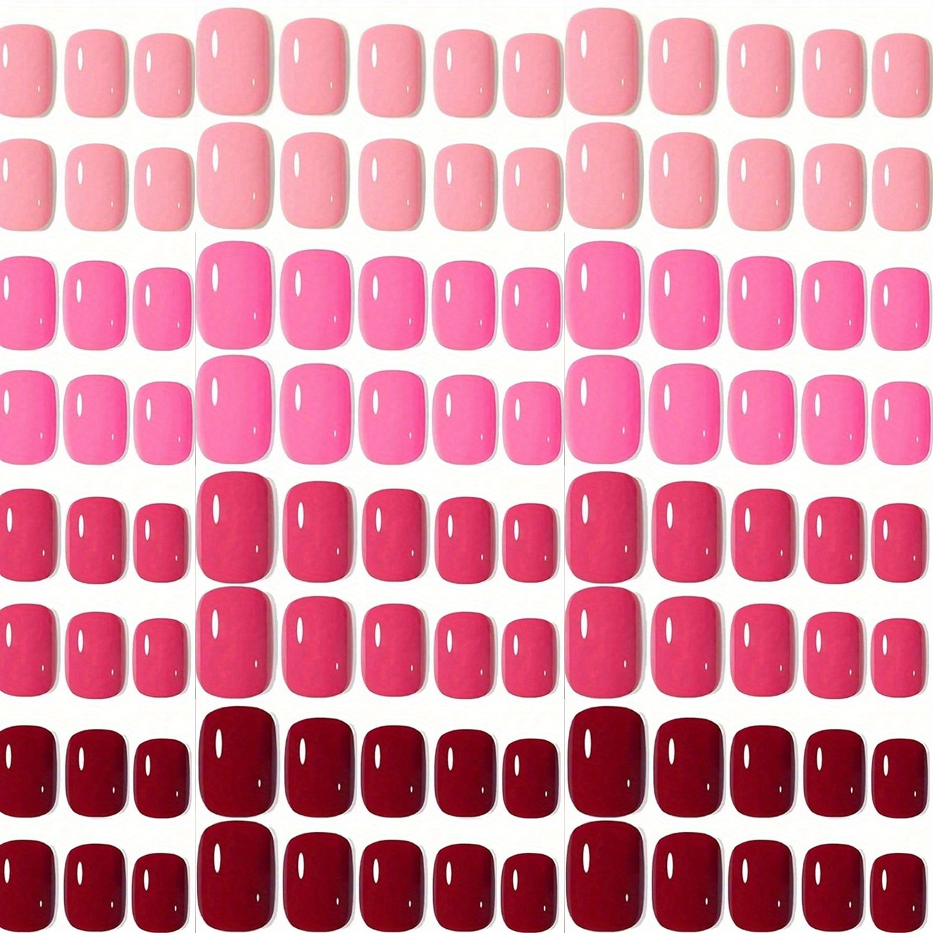 E-shop 96 Stück Kurze Quadratische Acryl-Künstliche Nägel – Einfach – Rosa Rote Glänzende Künstliche Nägel – Schöne Künstliche Nägel als Geschenk für