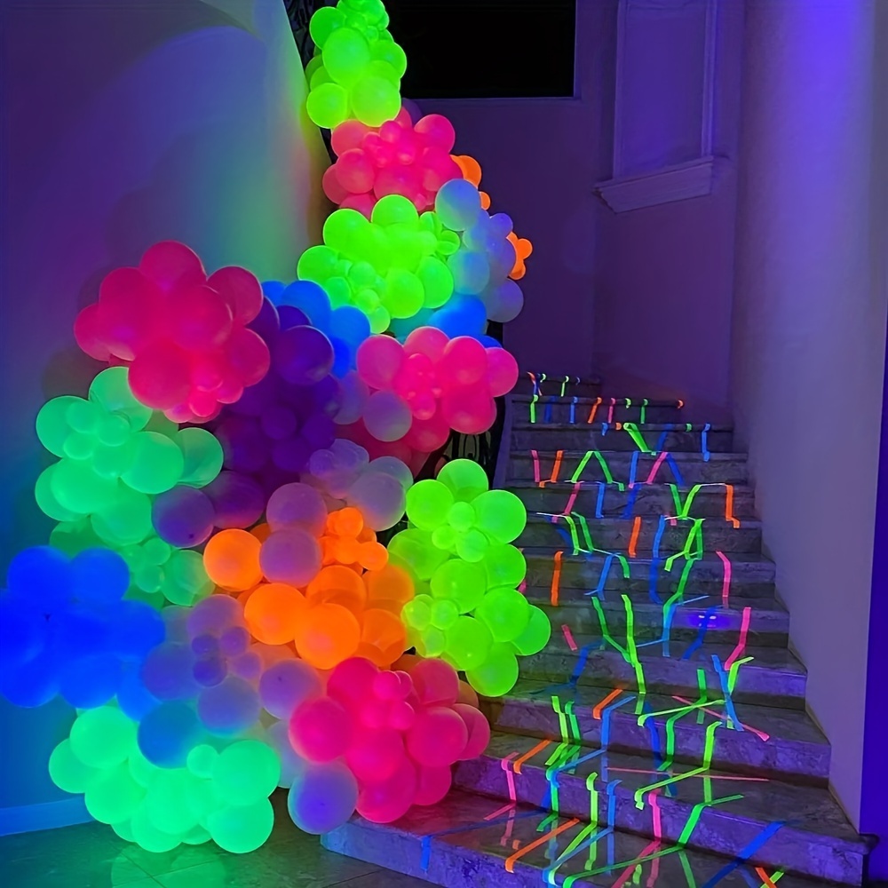 

100-piece Reusable Neon Balloons - Glow In The Dark, Multicolor Latex Party Balloons For Weddings, Birthdays, Anniversaries & More Birthday Balloons Balloons Decoration Set
