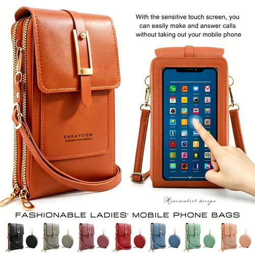 item picture 2pcs set crossbody phone bag multi functional vertical wallet with multiple card slots portable casual purse for women single shoulder bag for shopping outdoor activities