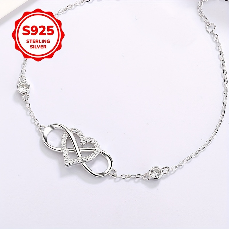 925 Silver Heart Shaped 8 Character Bracelet, Hypoallergenic, Stylish & Unique