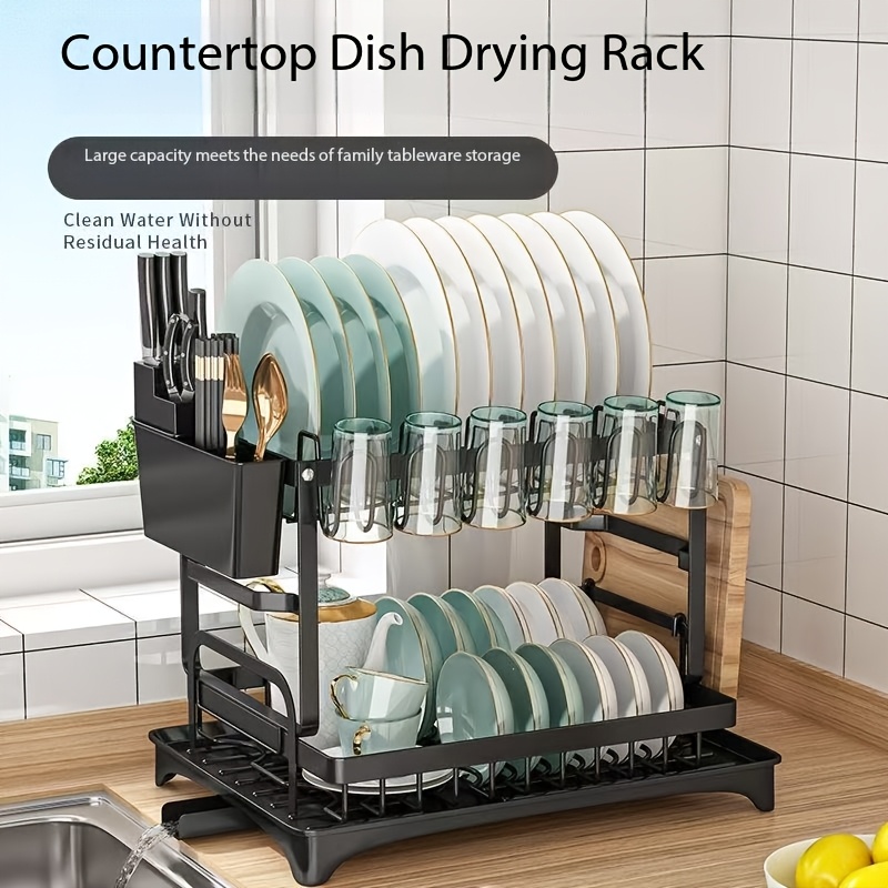 artikel foto   keuken aanrecht afdruiprek met bekerhouder, afdruiprek en opbergrek combinatie, een huishoudelijk servies opbergartefact dat bekerhouder, afdruiprek en opbergrek functies integreert