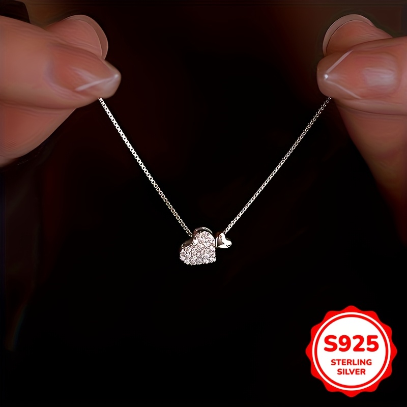 

Chic Pendant Necklace In 925 Sterling Silvery With Sparkling Zirconia - Perfect Valentine's Day Gift For Her