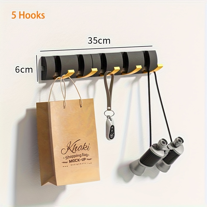 Seamless Folding Invisible Hook, Black Golden, No-drill Hanging Door-mounted Clothes Rack, Household Miscellaneous Items Organization And Storage