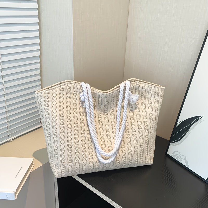 E-shop Sommer Stroh Handgefertigte Damen Schultertaschen Moderne Webung Top-Griff Große Kapazität Damen Urlaubstasche