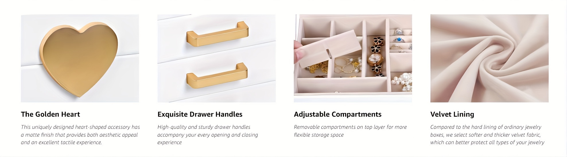 elegant 5 layer white jewelry organizer box with glass lid brass   knobs   leather storage for necklaces earrings rings bracelets ideal gift for girls jewelry boxes Product details 1