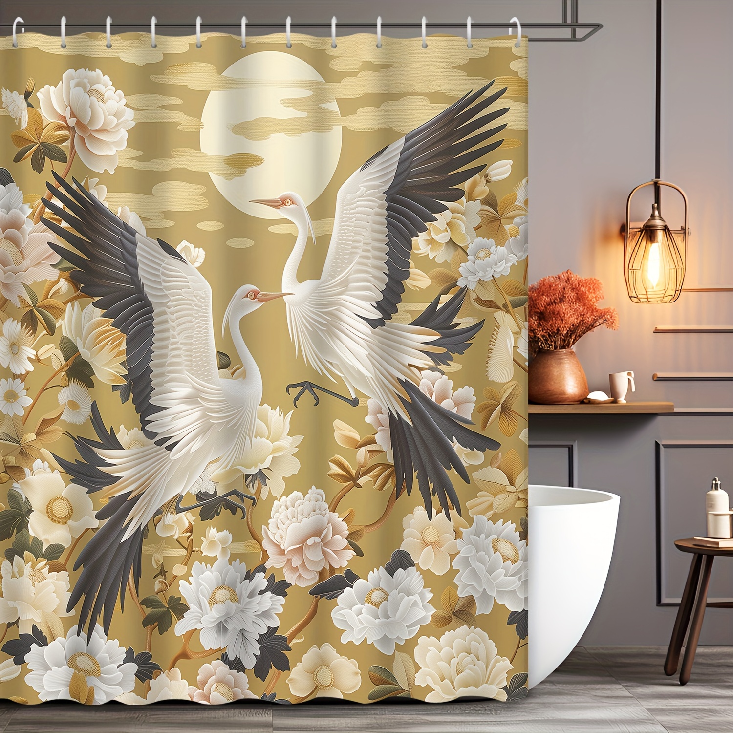 

- Polyester Shower Curtain , , Top Bathroom Decor Asian- , 72x72