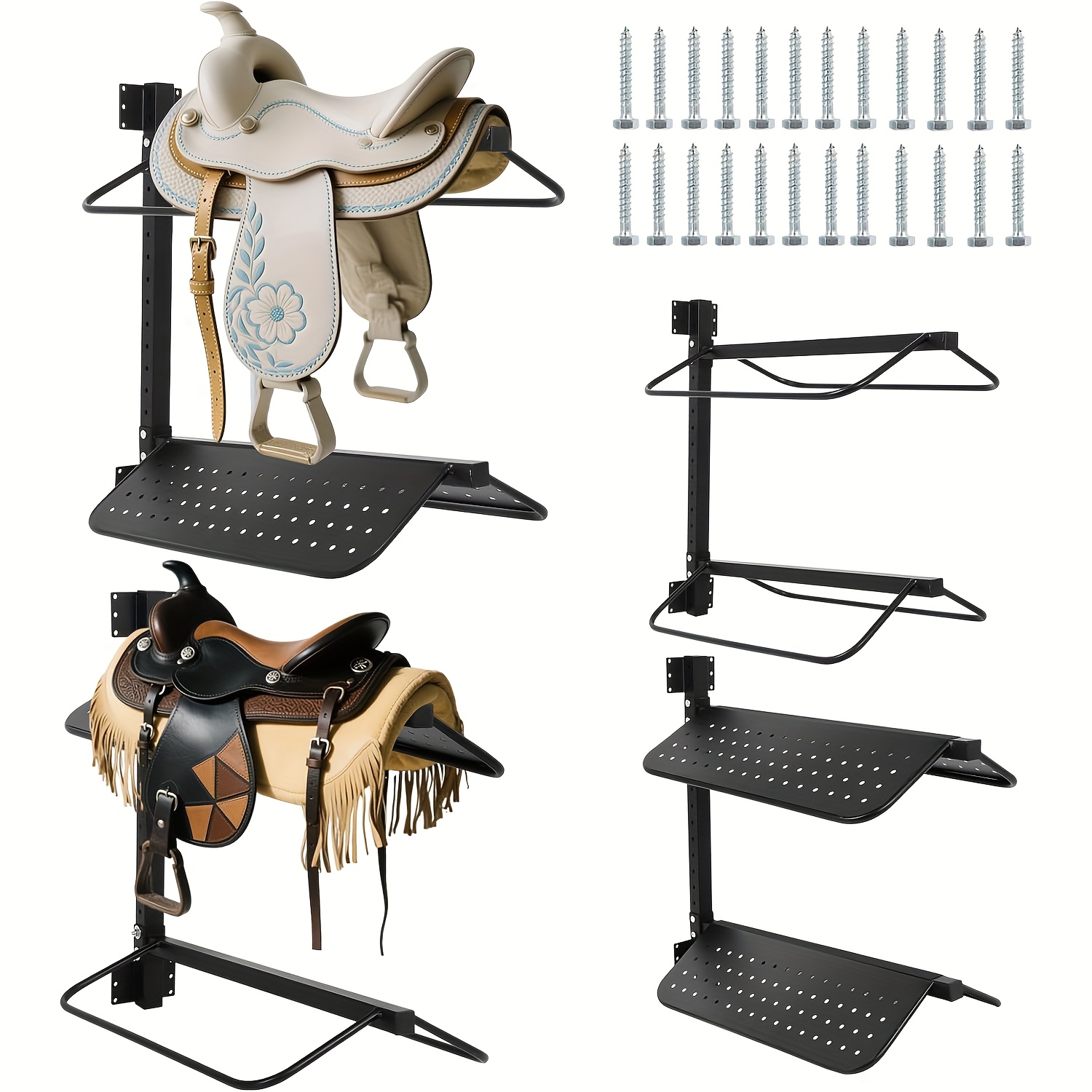 GOLASON Support mural pour selle de cheval, 3 niveaux robuste de