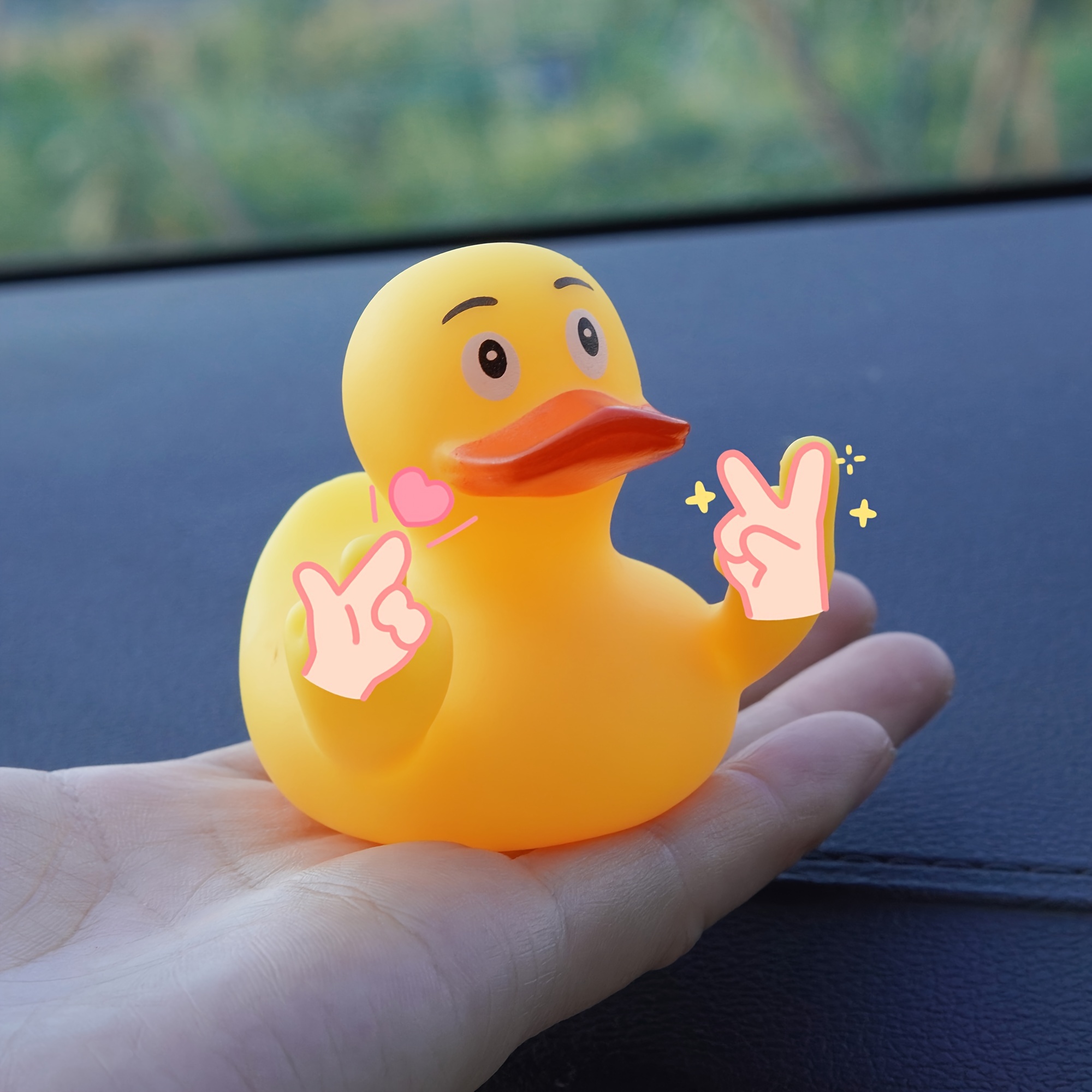 

1pc Novelty Pvc Duck Car Dashboard Ornament With Rude Gesture, Funny Miniature Vehicle Decor, Decoration, Suitable For And Christmas , Prank Gift